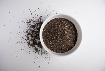 chia seeds on a white background