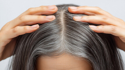 Naklejka premium Woman with gray hair.