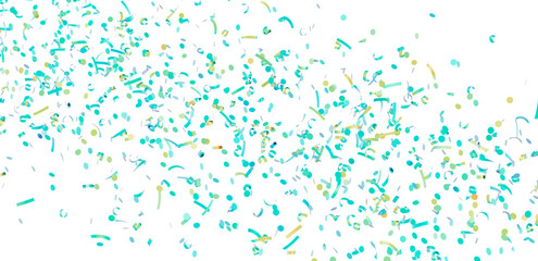 Festive confetti background perfect for party invitations, celebrations, and joyful designs. Teal, gold, and white.