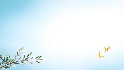 4K elegant peace day stock design featuring bright olive branch with white blue gradient backdrop