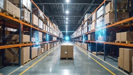 Advanced automated warehouse management system with modern security technology integration - Powered by Adobe