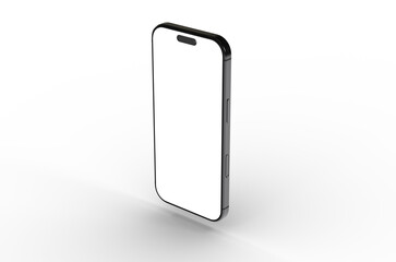 High-quality image of a modern smartphone with a blank screen, perfect for app presentations or website mockups. Isolated on white background.