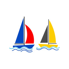 sailboats illustration sailing on calm water colorful boats graphic design for nautical themed banners posters or educational materials vacation concept