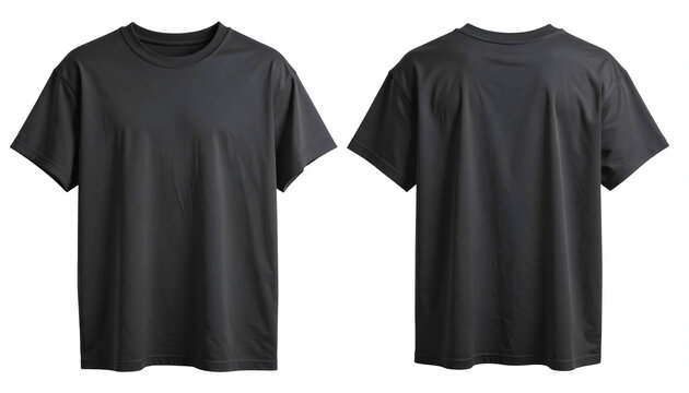 big size of black t-shirt template, front and back view of oversized t shirt design mockup for fashion branding, perfect for fashion mockups or textile product presentations.