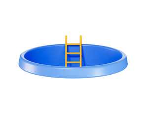 ladder standing inside a hole. minimal isolated 3D render. concept of courage and finding solutions.