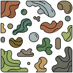 abstract background with organic shapes earth-toned geometric blobs and spheres creating a modern pattern ideal for website backgrounds and creative presentations.