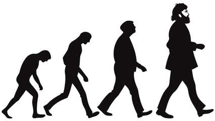 Evolution of Human Silhouette Illustration.