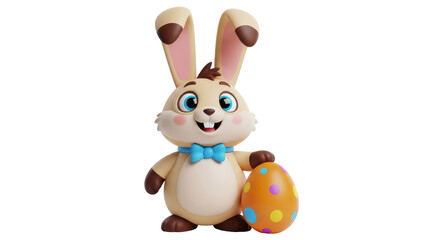 Isolated easter bunny and egg