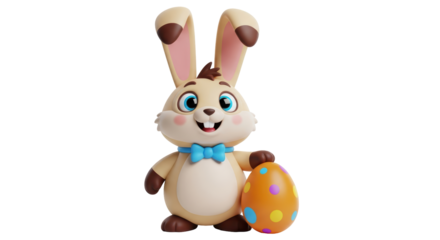 Isolated easter bunny and egg
