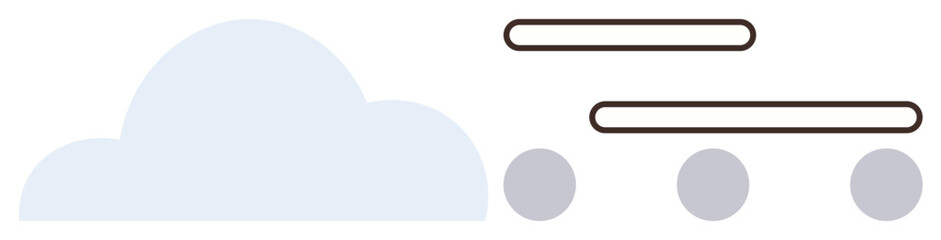 Minimal cloud shape and interconnected lines with circular nodes represent cloud computing, data connections, and online infrastructure. Ideal for networking, communication, storage, data transfer