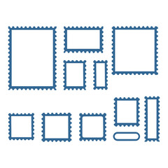 Collection of Postage Stamp Frame Templates for Mail, Labels, and Vintage Design