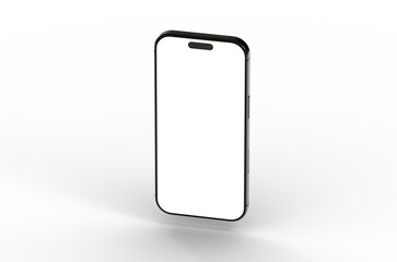 High-quality photo of a black smartphone with a blank screen, perfect for app presentations or website mockups.