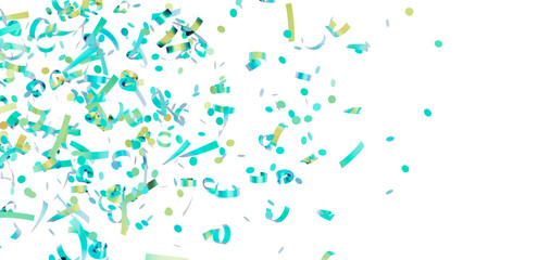 Colorful confetti falling on white background. Perfect for party, celebration, and festive designs.