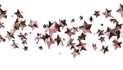 Beautiful rose gold stars falling on white background. Perfect for celebration, festive, and holiday designs.