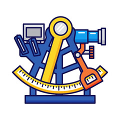 Sextant instrument for navigation a maritime measuring tool on a white background illustrating nautical precision and navigational history suitable for maritime studies
