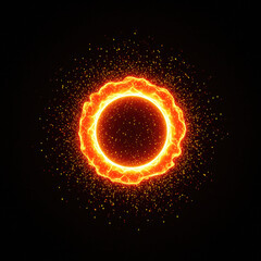 Fototapeta premium Glowing Orange Ring with Sparkles