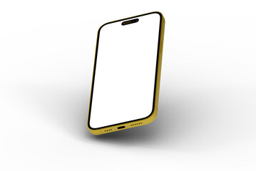 High-quality image of a gold smartphone with a blank screen, perfect for app presentations or website mockups.