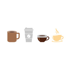 Obraz premium Collection of four coffee cups and mugs featuring diverse designs and styles for morning beverage enjoyment vector