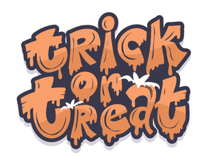 Happy Halloween set - Trick or treat – funny cute  hand drawn doodle lettering label, t-shirt design, mug print, sticker print. 100% hand drawn vector
