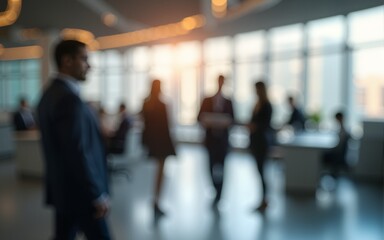 Business office with blurred people casual wear, with blurred bokeh background. High quality