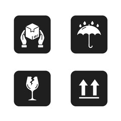 Fototapeta premium Package Handling Symbols Fragile, Handle with Care, Waterproof, and Upward