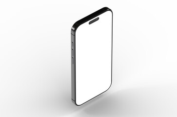 High-quality image of a modern smartphone with a blank screen, perfect for app presentations or website mockups. Isolated on white background.