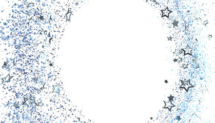 Sparkling blue glitter stars border a white background, perfect for festive designs and invitations.