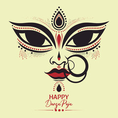 Happy Durga Puja Greeting Card with Goddess 