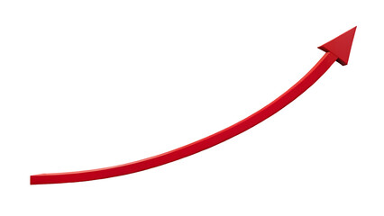 red curved graph with arrow png file type isolated on white background