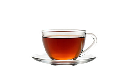 glass cup of hot aromatic black tea isolated on transparent background isolated on white background