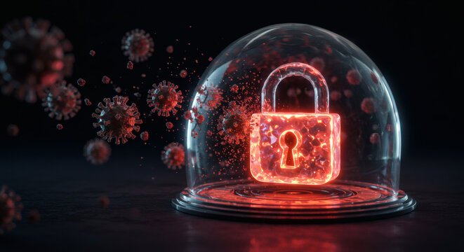 Digital security against viral threats, conceptualizing robust cybersecurity to safeguard data and systems during global health challenges and pandemics - Powered by Adobe