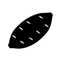 Stylized silhouette of a sweet potato with a whimsical, minimalistic design