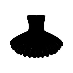 Black silhouette of a party dress, costume with a wide skirt