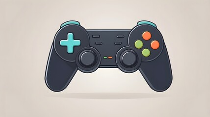 Modern Black Video Game Controller with Colorful Buttons on Light Background