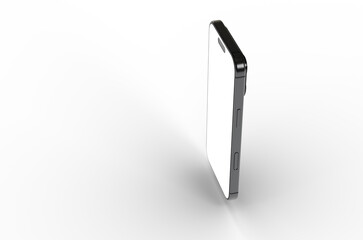 High-quality image of a sleek black smartphone with a blank screen, perfect for app presentations or website designs. Download now!