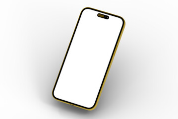 High-quality photo of a gold smartphone with a blank screen, perfect for app presentations or website mockups.