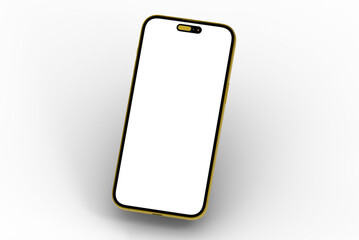 High-quality mockup of a golden smartphone with a blank screen. Perfect for app presentations or website designs.