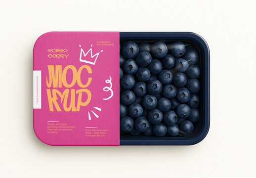 Template Blueberry Packaging Mockup &ndash; Fresh Fruit Container