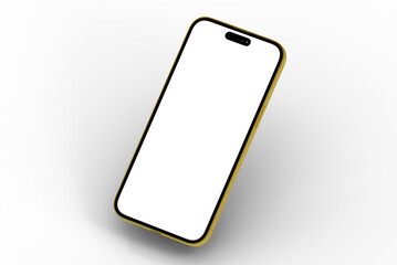 High-quality image of a gold smartphone with a blank screen, perfect for app presentations or website mockups.