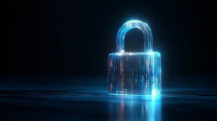 Digital Data Security A Glowing Blue Padlock Representing Cybersecurity and Protection