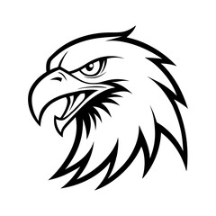 head of an angry eagle sports mascot vector line art