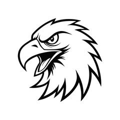head of an angry eagle sports mascot vector line art