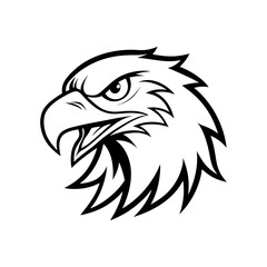 head of an angry eagle sports mascot vector line art