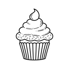 Cupcake Outline with Swirled Frosting and Sprinkles