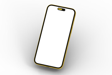 High-quality image of a gold smartphone with a blank screen, perfect for app presentations or website mockups.