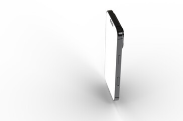 Clean 3D render of a black smartphone. Perfect for app presentations, technology websites, and mobile device marketing.