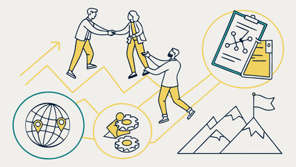 Business Strategy and Teamwork Icons.