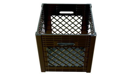 milk crate black 3D modeling transparent object.