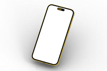 High-quality image of a gold smartphone with a blank screen, perfect for app presentations or mobile device advertising.