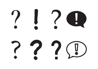 Grunge Style Question Mark and Exclamation Mark Icons Set. vector illustration eps 10